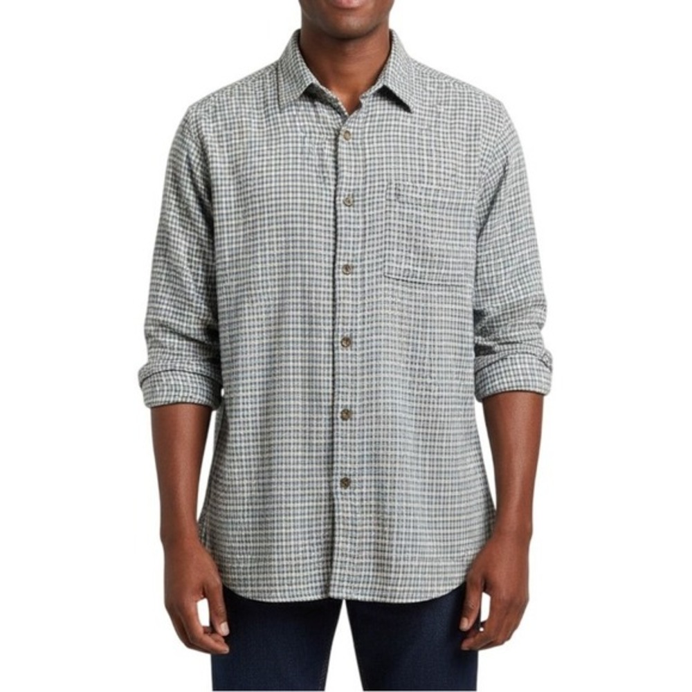 Bay‎ Area Traders Plaid 100% Cotton Button Down Shirt Mens L Tall Blue Dadcore